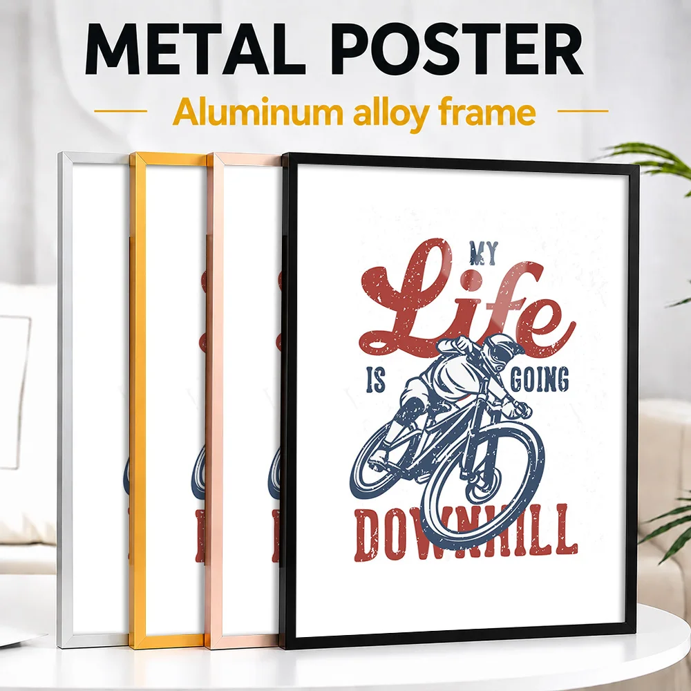 Cycling Framed Aluminum Metal Poster Customized Photo Mountain Adventure Style Wall Art For Training Studio Memorable Fan Gift