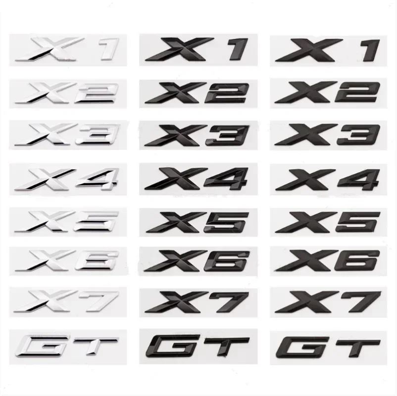 

3D ABS Chrome Black Car Rear Trunk Letter Sticker For BMW X1 X2 X3 X4 X5 X6 X7 GT Logo Emblem Badge Auto Styling Accessories