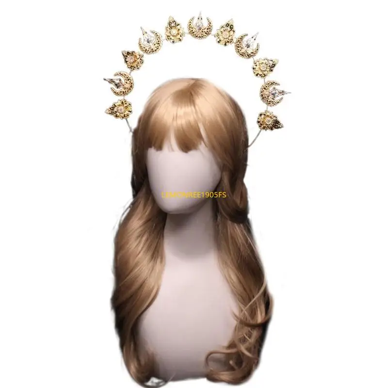 

DXAE Monther of God Tiaras Headband Handmade Kits Vintage Headpiece Women Handmade Headwear Halloween Party Costume Hairband