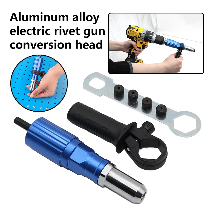 

Electric Aluminum Alloy Rivet Gun Core Pull Conversion Head Set Willow Nail Power Tool Accessory DIY Crafts And Home Projects