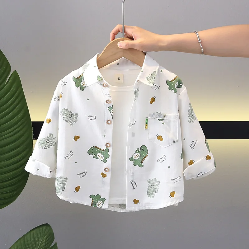 

18M-6T spring autumn children kids boys fashion cartoon cotton full sleeve shirt