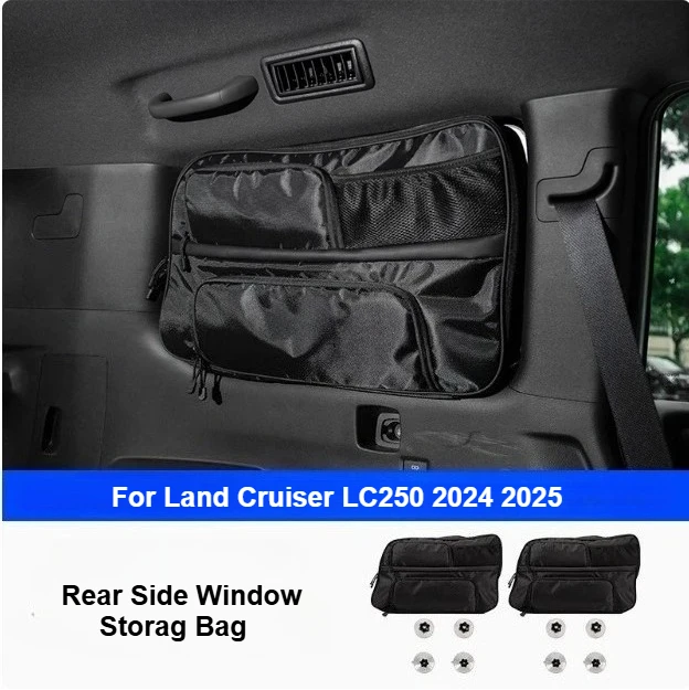 

For Land Cruiser LC250 2024 2025 Rear Side Window Storage Bag Canvas Multi Pocket Tool Tactical Bag Interior Accessories