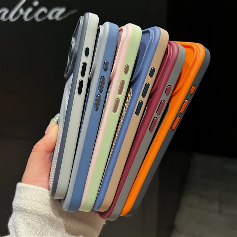 Hit Color Heat Dissipation Mesh For Magsafe Magnetic Case For iPhone 17 16 15 14 13 12 Pro Max Plus Breathable Big Window Cover view 5
