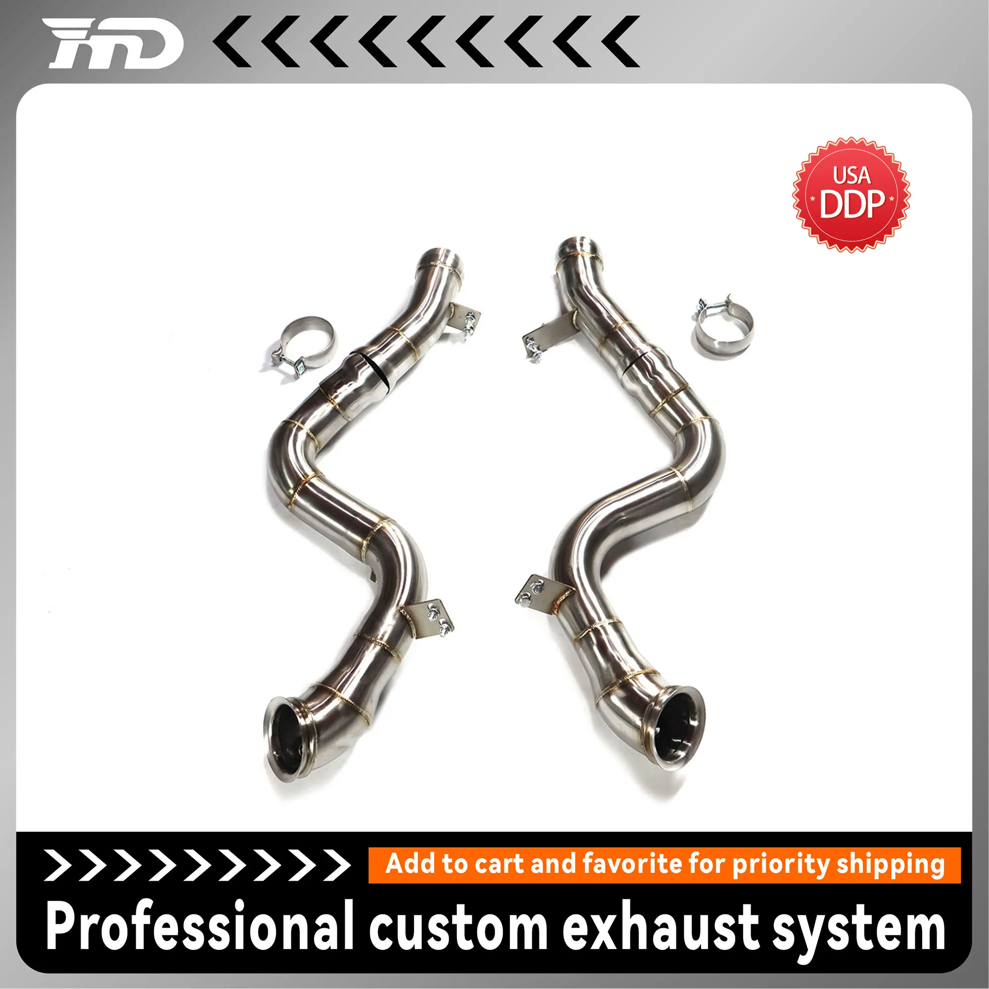 

HMD Exhaust System High Flow Performance Downpipe for Mercedes-Benz S63 W222 4.0T without Heat Shield car Accessories &Tools