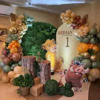 115pcs Cartonn Lion King Themed Party Balloon Arch Kit Yellow Orange Coffee Latex Balloons for Kid Birthday Party Decor Supplies