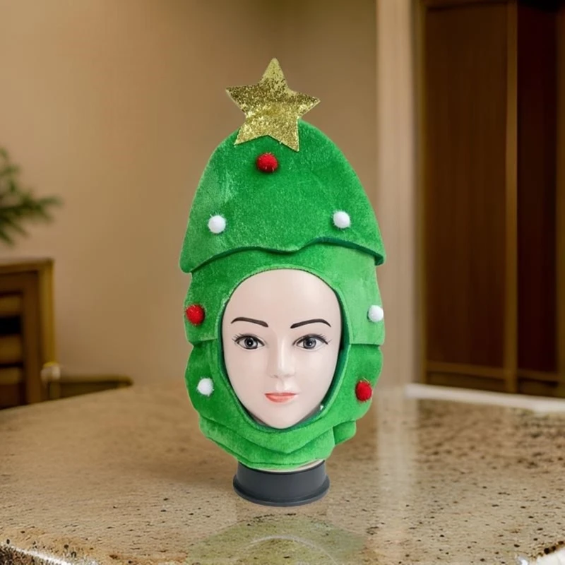 

Christmas Headwear Caps Thicken Plush Perfect for the Holidays Colorful Outfits for Cosplay Christmas Tree Hat