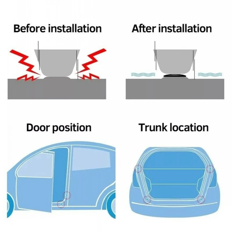Car Door Shock Absorber Pad, Glow Silicone Cushion, Trunk Sound Isolation Pads, Proteção da porta, Anti Colisão Gasket, 10 Pcs, 20Pcs