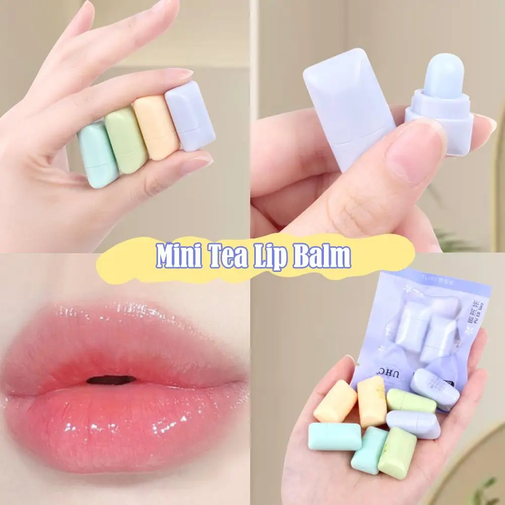 2pcs Portable Mini Tea Lip Balm Moisturizing Nourishing Hydrating Anti-Drying Lip Exfoliating Lip Balm Daily Care Lip Care