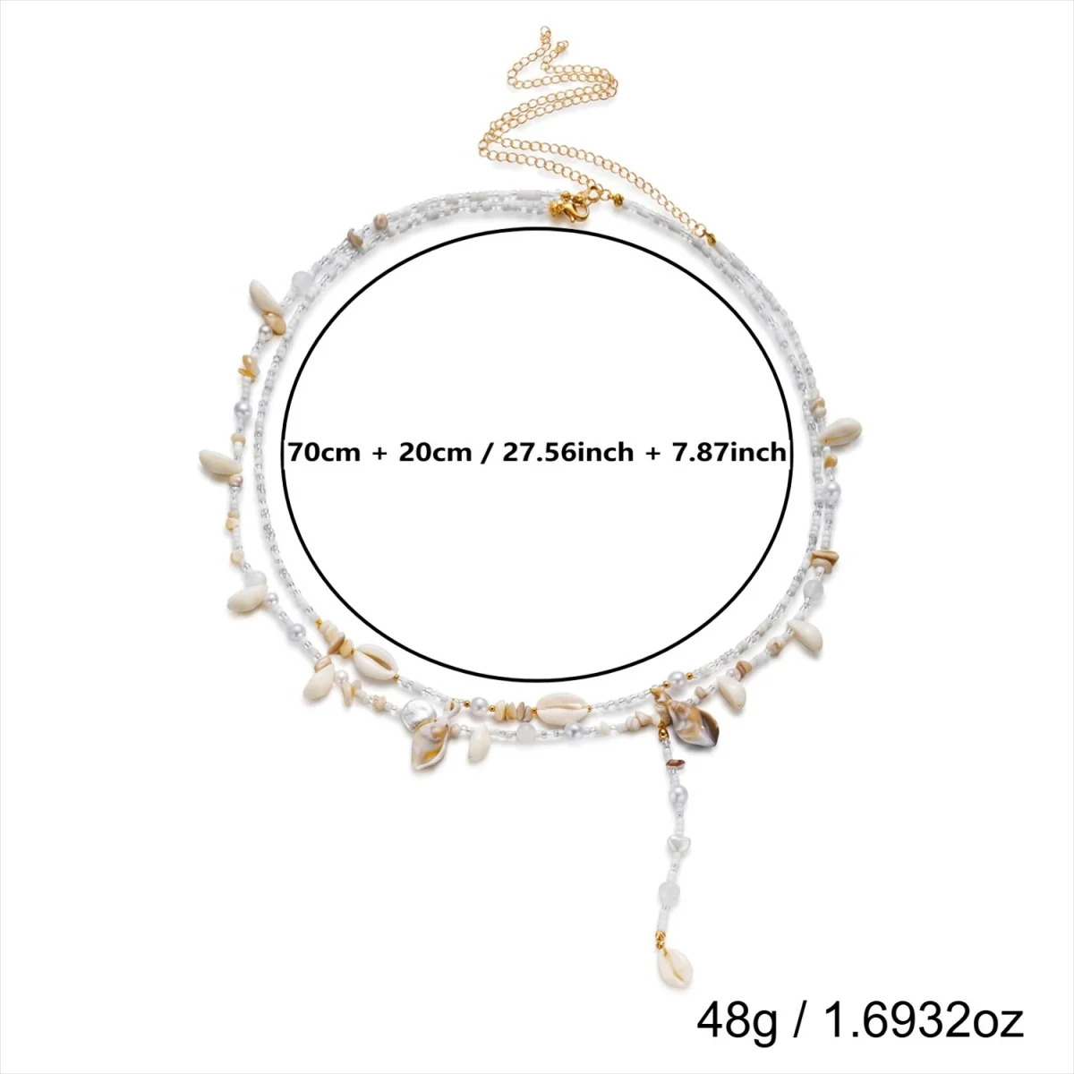 Sommerliche Strand-Taillenkette mit Muscheln, zerstoßenen Steinen und Reisperlen für Damen und Herren, doppellagige Muschel-Quasten-Bauchkette, Körperschmuck – Detail 20