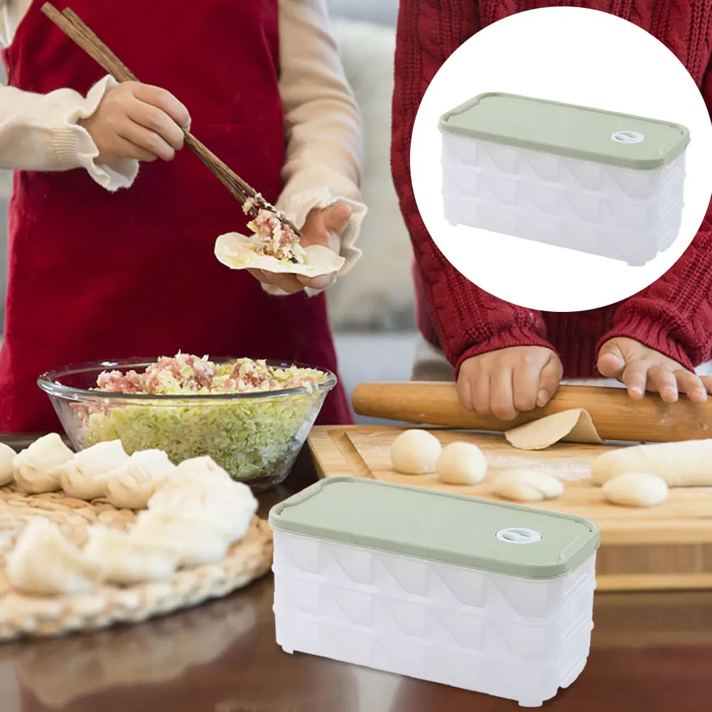 

Dumpling Box Fresh Keeping Container Storage Tray Kitchen ganizer Pressure Resistant PP Material Stackable Layers Refrigerator