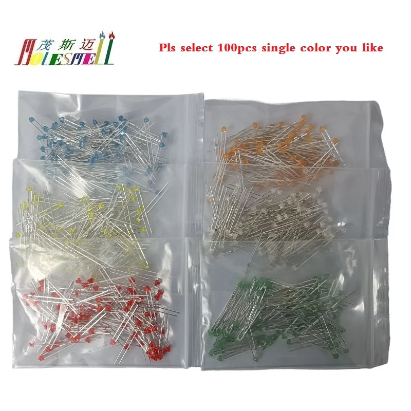 100 Stück 1,8 mm LED-Dioden, Lichtdiffusor, rot, gelb, blau, grün, weiß, warmweiß, orange, diffus, LED-Lampe mit großem/weitem Winkel
