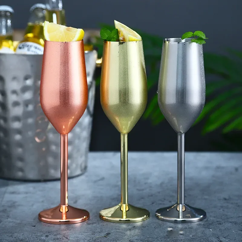 

Stainless Steel Champagne Cup, Cocktail Glass, Creative Metal Wine Glass, Bar and Restaurant Goblet, Rose Gold