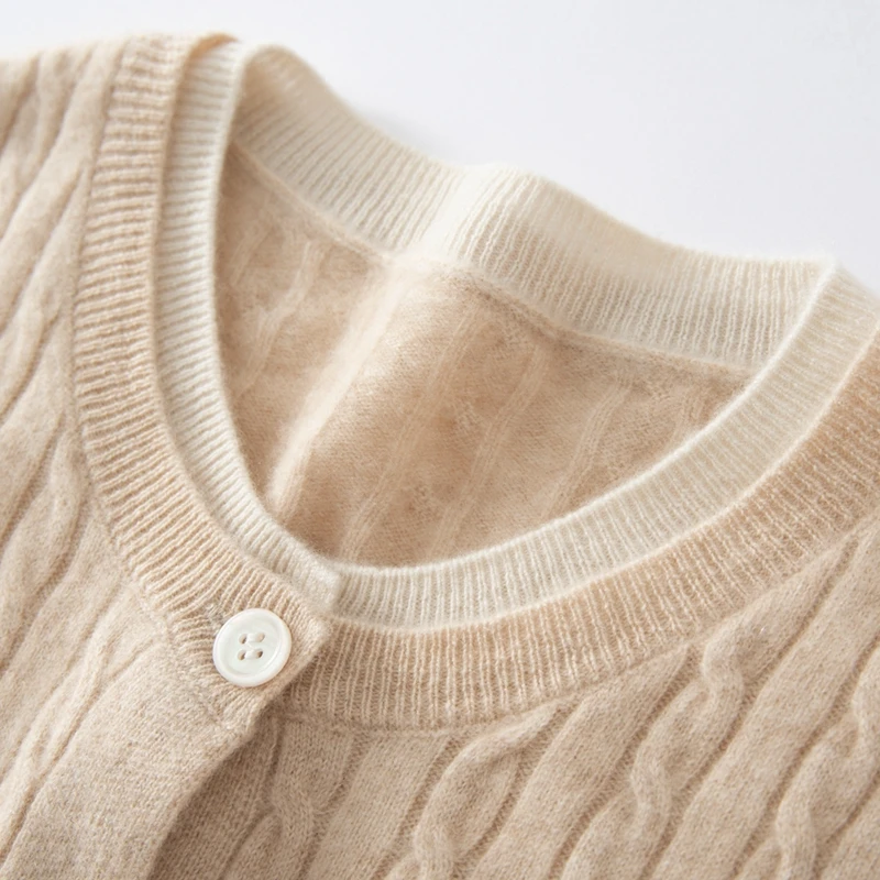 Suéter de cachemira para mujer, cárdigan, Otoño Invierno, 100% de punto de Cachemira, artículo esencial, ropa falsa de dos piezas con cuello redondo, Top