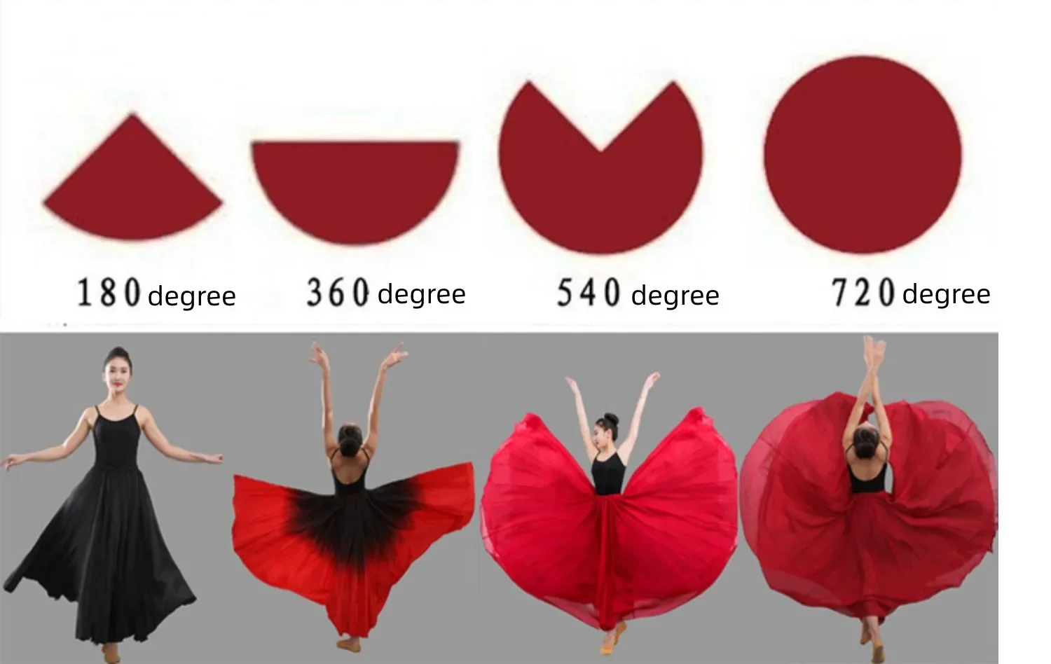 Falda de Ballet roja moderna de Color degradado, falda de Flamenco de gasa para adultos, falda larga de baile clásico para mujer