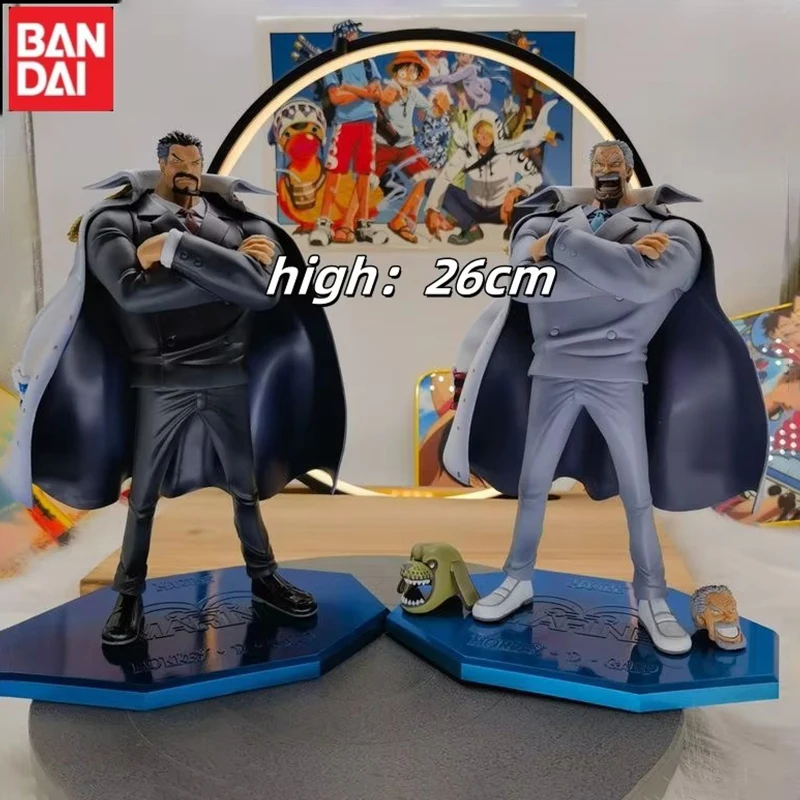 New 26cm Bandai One Piece Anime Figure Black And White Hero Monkey D.Garp Action Model Pvc Desktop Ornaments Decoration Toy Gift