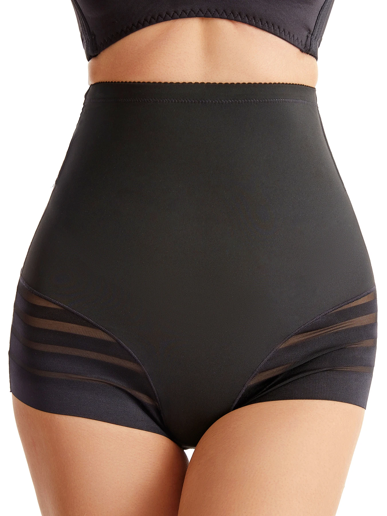 ملابس داخلية نسائية مخططة لتشكيل الجسم بدون خياطة، خصر عالي، مريحة ومسامية، نمط حمار وحشي مضغوط