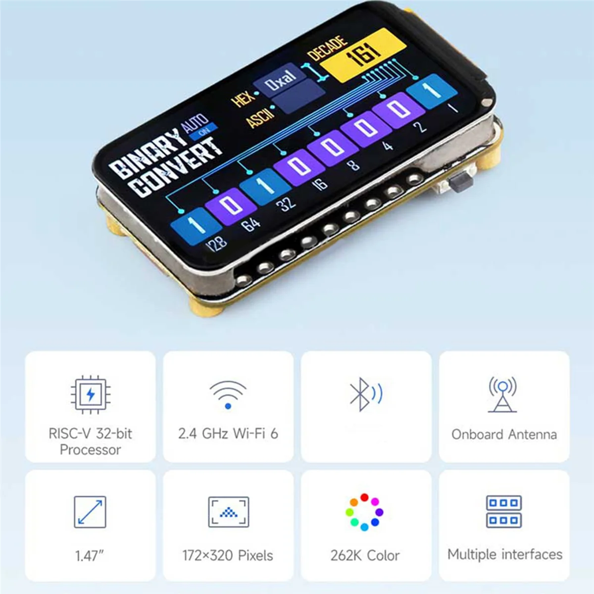 لوحة تطوير A20M 2X ESP32-C6 مع ST7789 1.47 بوصة LCD WiFi6 LVGL HMI SD-Port & RGB-LED غير ملحوم