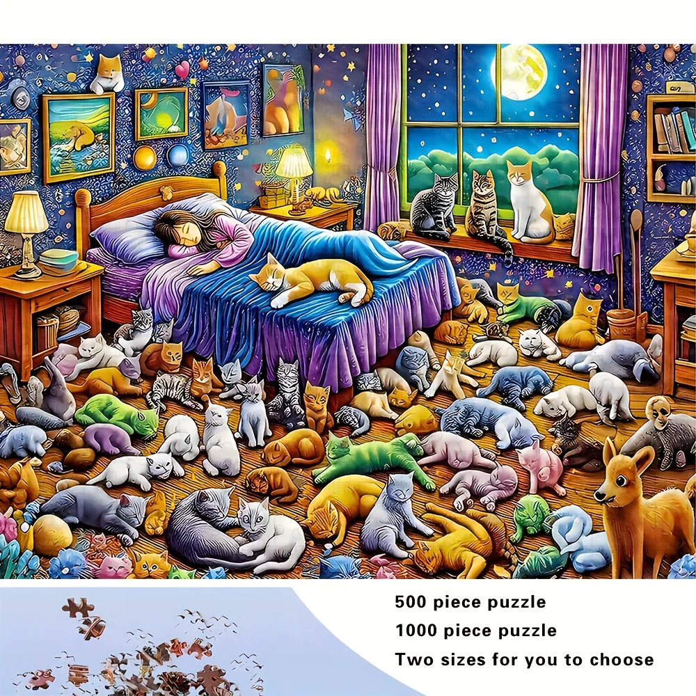 [Weihnachten] 500 oder 1000 Stück Erwachsenenpuzzle für Erwachsene – herausforderndes großes 500/1000 Stück mit komplexen Mustern, Familienspielabend für