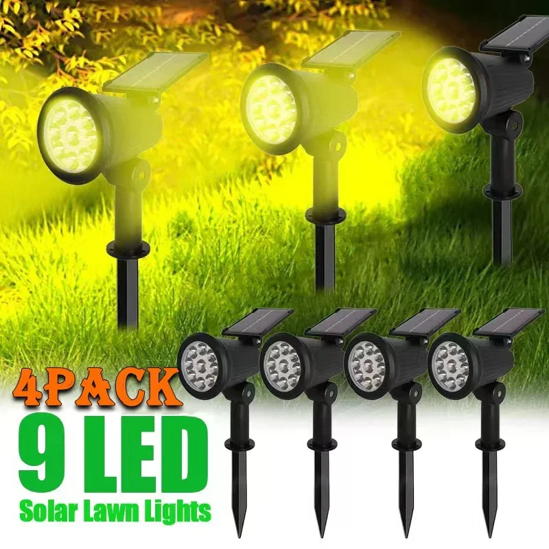 

1/2/3/4Pcs Solar Powered 9LED Lamps Adjustable Solar Spotlight In-Ground IP65 Waterproof Landscape Wall Light Outdoor Lighting