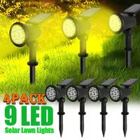 1/2/3/4Pcs Solar Powered 9LED Lamps Adjustable Solar Spotlight In-Ground IP65 Waterproof Landscape Wall Light Outdoor Lighting