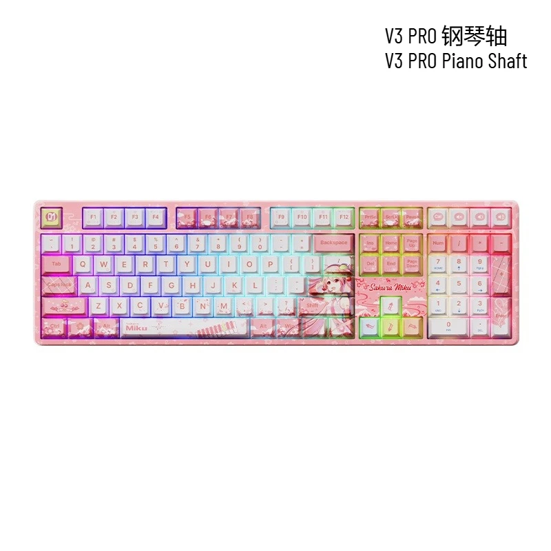 Hatsune Miku Sakura Roze Muis Mechanisch Toetsenbord Draadloos/Bluetooth Gaming Kantoorwerk Gebruik Ergonomisch Ontwerp Meisjes Geschenken