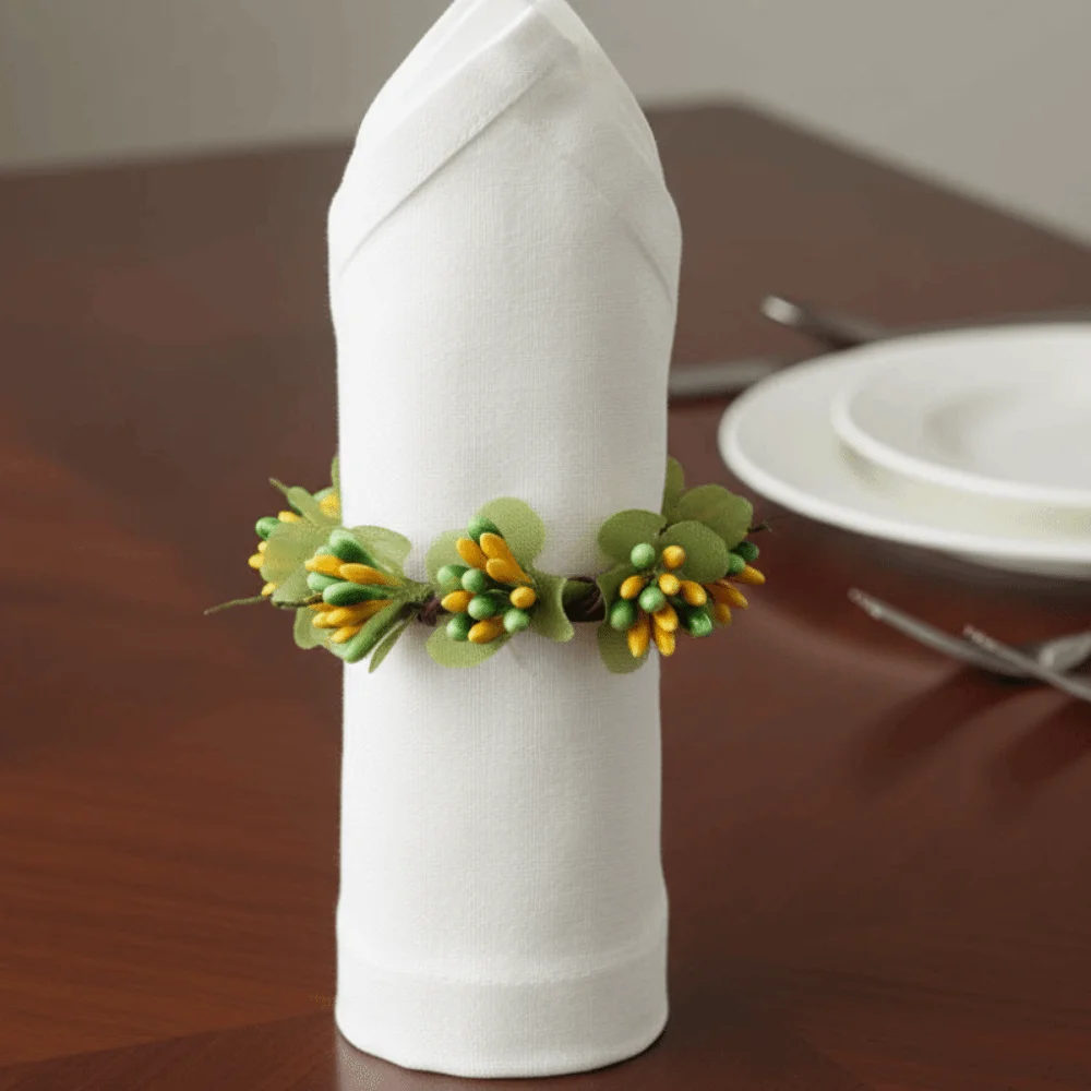 Simulation Easter Napkin Ring Plastic Foam Cartoon Artificial Flower Napkin Ring Cute Bunny Shape Tissue Holder Brunch Setting