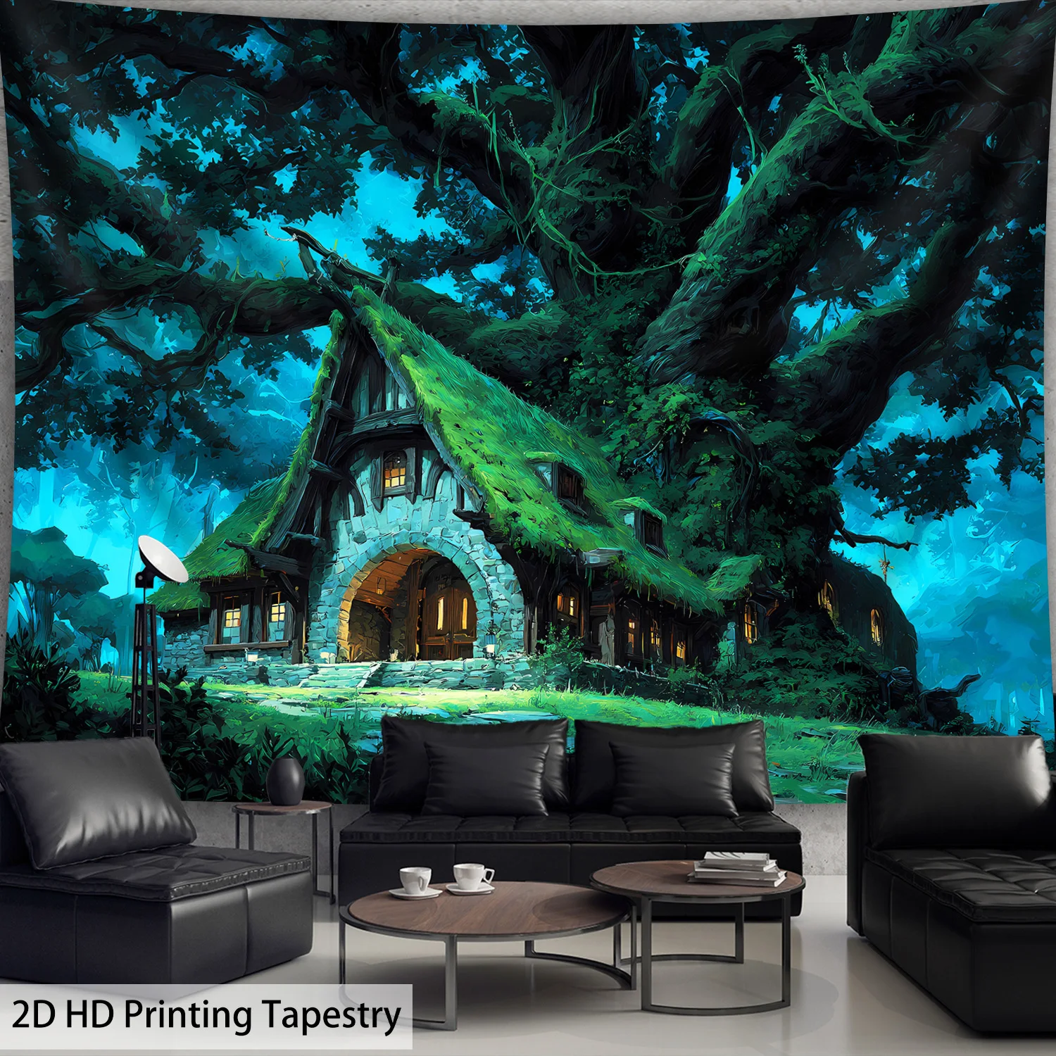 Secret treehouse scenery Digital printing polyester wall hanging tapestry decorative Living room bedrooms Office background gift