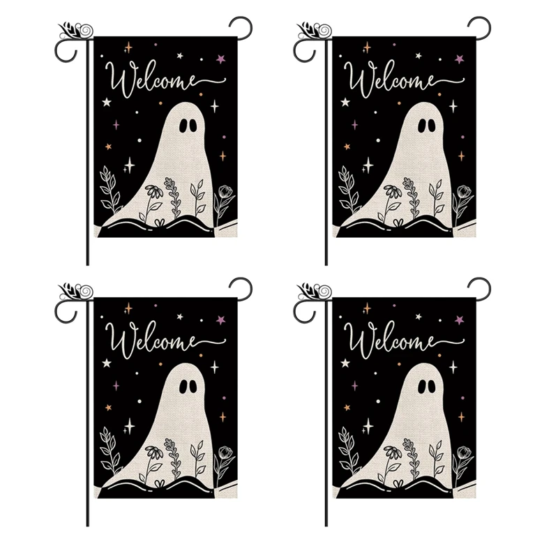 Halloween Themed Linen Double-Sided Printed Garden Flag Holiday Decor Garden Flag Welcome Flag At The Entrance