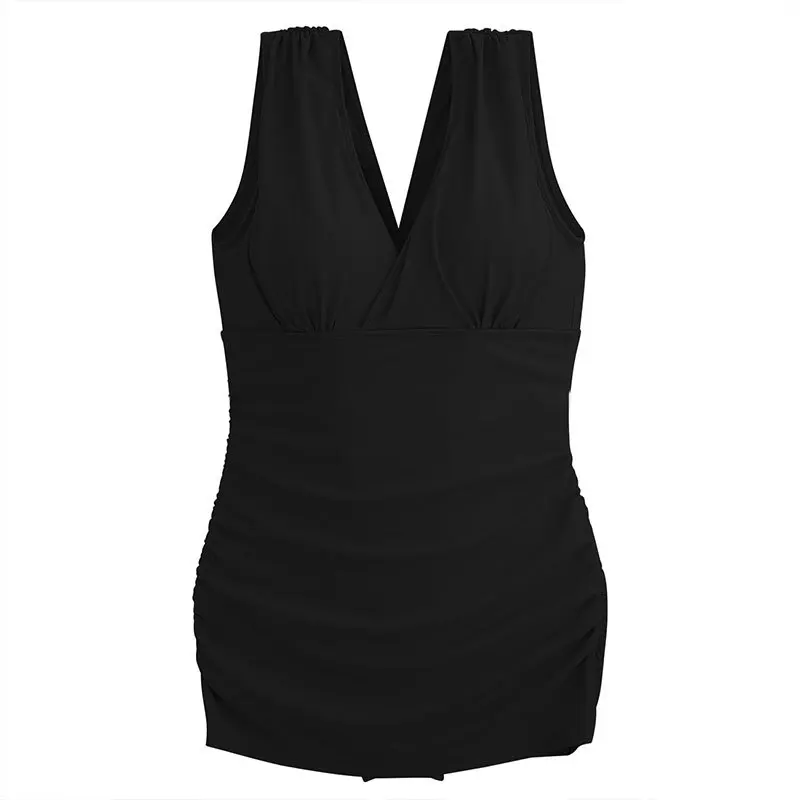 ชุดว่ายน้ำวันพีซผู้หญิงแบบใหม่ ดีไซน์เรียบง่าย ปกปิดหน้าท้อง คอวี เหมาะสำหรับใส่ไปเที่ยวทะเลหรือแช่น้ำพุร้อน สไตล์ลำลอง พร้อมฟองน้ำเสริมทรง