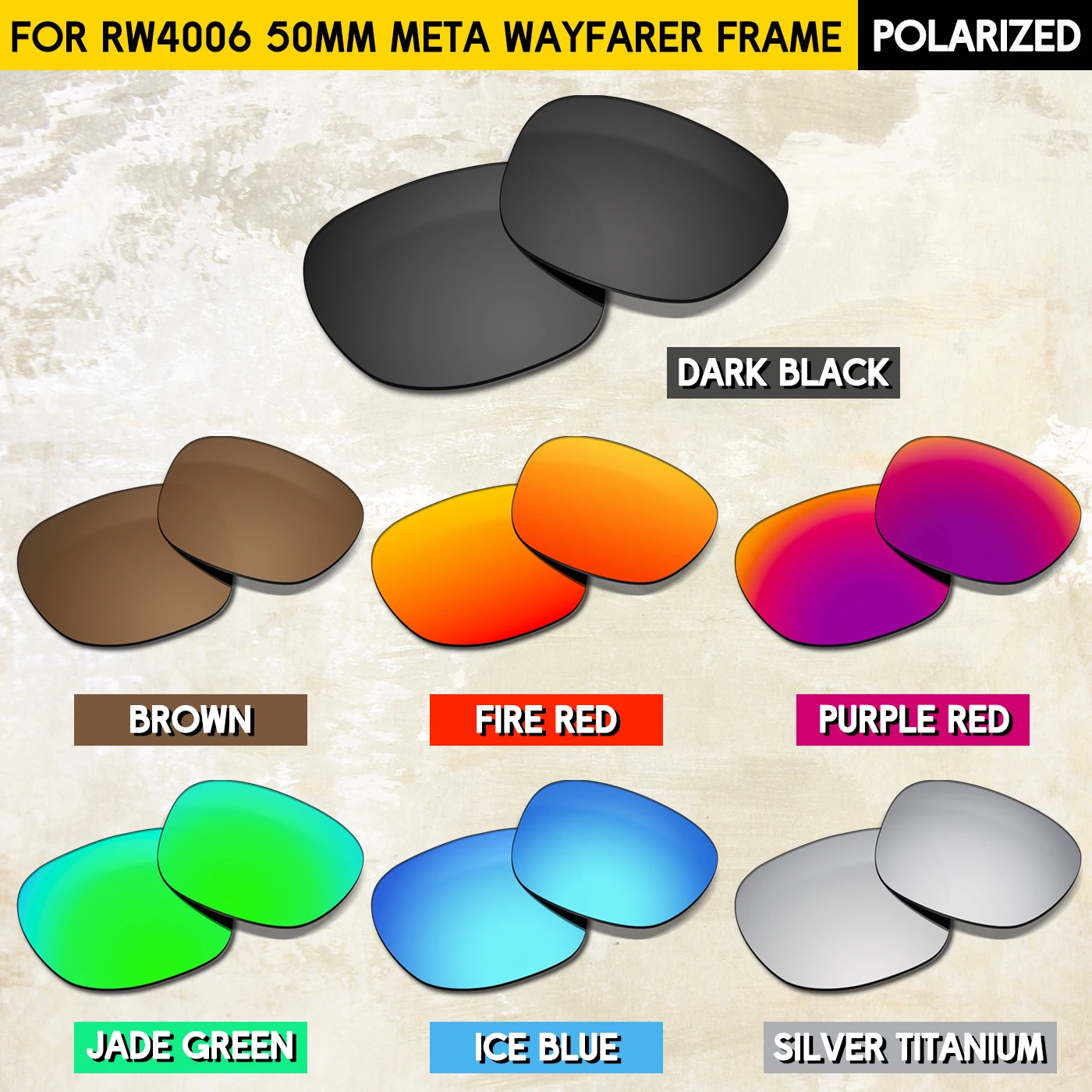 

Polarized Replacement Lenses for Ray-Ban Meta Wayfarer RW4006 50mm Sunglasses - Multiple Choice