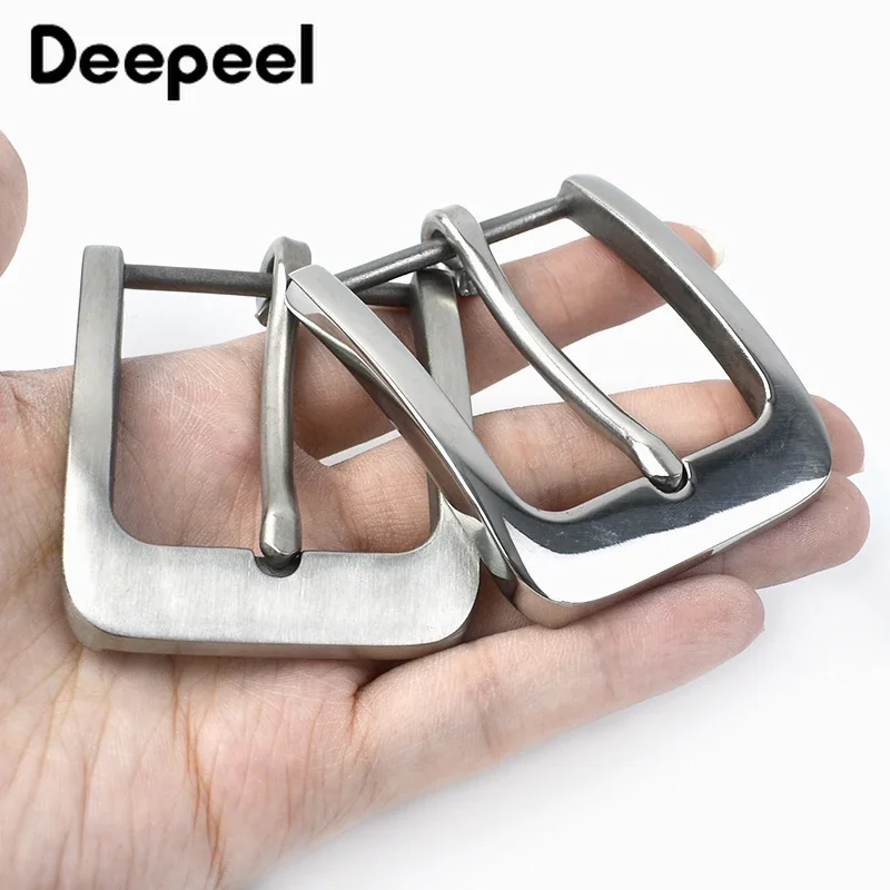 Deepeel 40mm Wide Solid Stainless Steel Belt Head Brushed Pin Buckles Metal Jeans Leather Crafts Buckle for 38mm Men Accessories