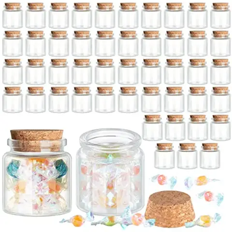 96 Pcs Small Glass Cork Bottles 50 ml/ 1.7 oz Small Glass Jars Spell Jars Clear Potion Bottles Mini Bottles with Cork Bottle Br
