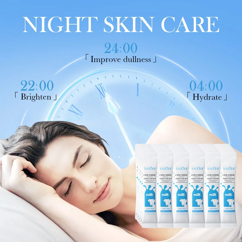 30 قطعة SADOER الحليب النوم قناع الوجه المضادة للتجاعيد ترطيب اشراق ترطيب ثبات قناع الوجه العناية بالبشرة Comestics