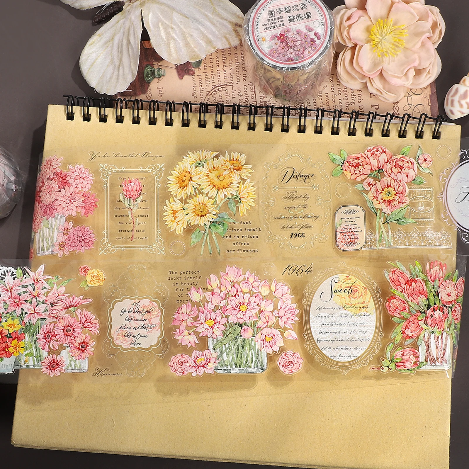 60mm-6m-vintage-pink-flower-landscape-pet-tape-creative-diy-journal-material-collage-scrapbooking-stationery