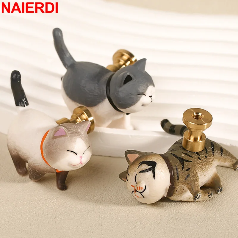 NAIERDI Animal Shape Cabinet Knobs for Kids Room Cartoon Cat Furniture Handles Drawer Handle Colorful Cabinet Handle Hardware