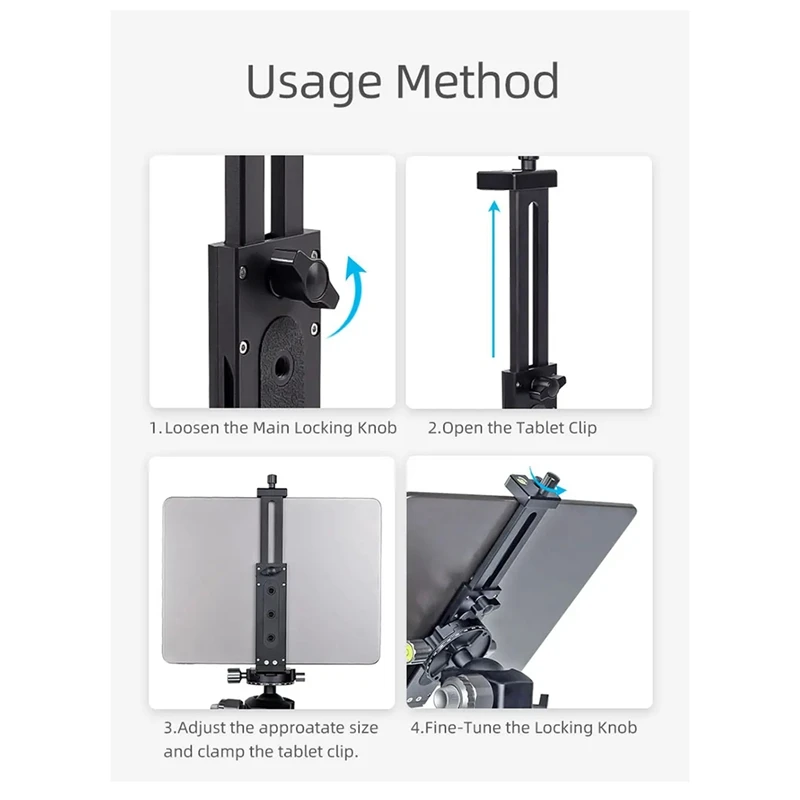 Universal Aluminum Alloy Tablet Phone Stand Holder Clip Tripod Adjustable Bracket For Mobile Phones Durable Easy Install (Black)