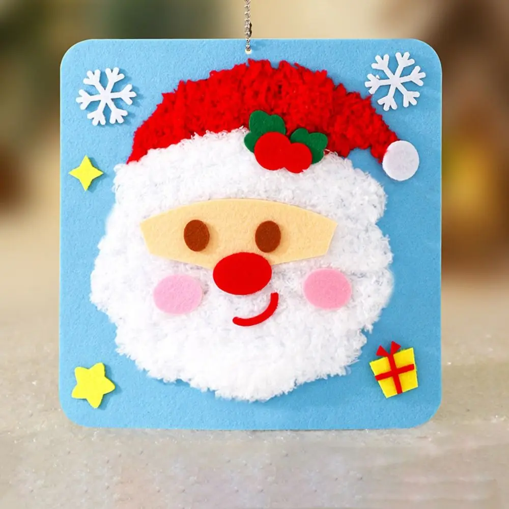 Cartoon Christmas Punch Needle Set Snowman Santa Claus Handmade Wool Painting Elk Deer Christmas Stocking