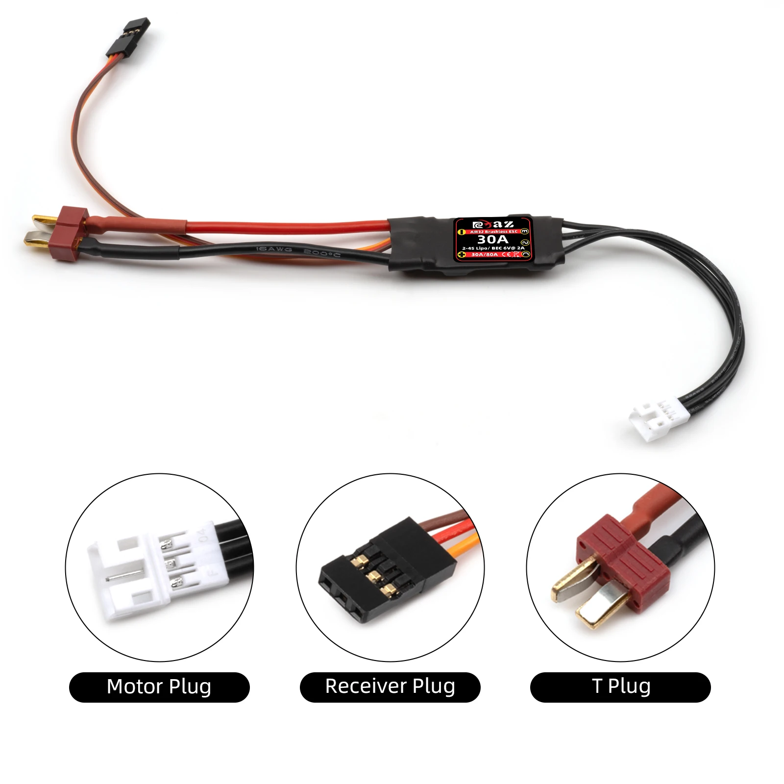 RCXAZ AM32 ตัวควบคุมความเร็ว ESC แบบตั้งโปรแกรมได้ 30A สำหรับรถ RC 1/18 1/24 Axial SCX24 FCX24 TRX4M 2-3s DIY รถอัพเกรดประสิทธิภาพ