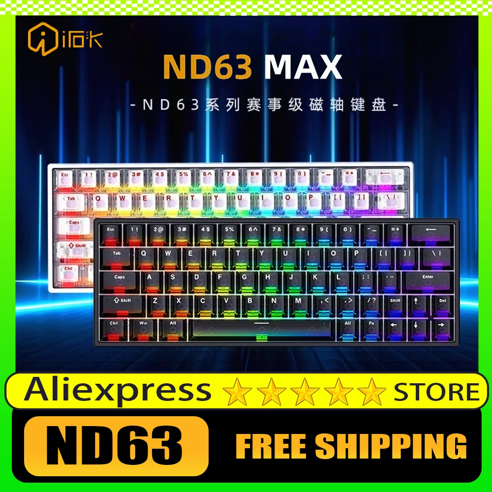 

IROK ND63 Ultra/Max Magnetic Switch Mechanical Keyboard Wired 8kHz 0.001mm RT Customize Gaming Hot Swap Keyboard Pc Accessory