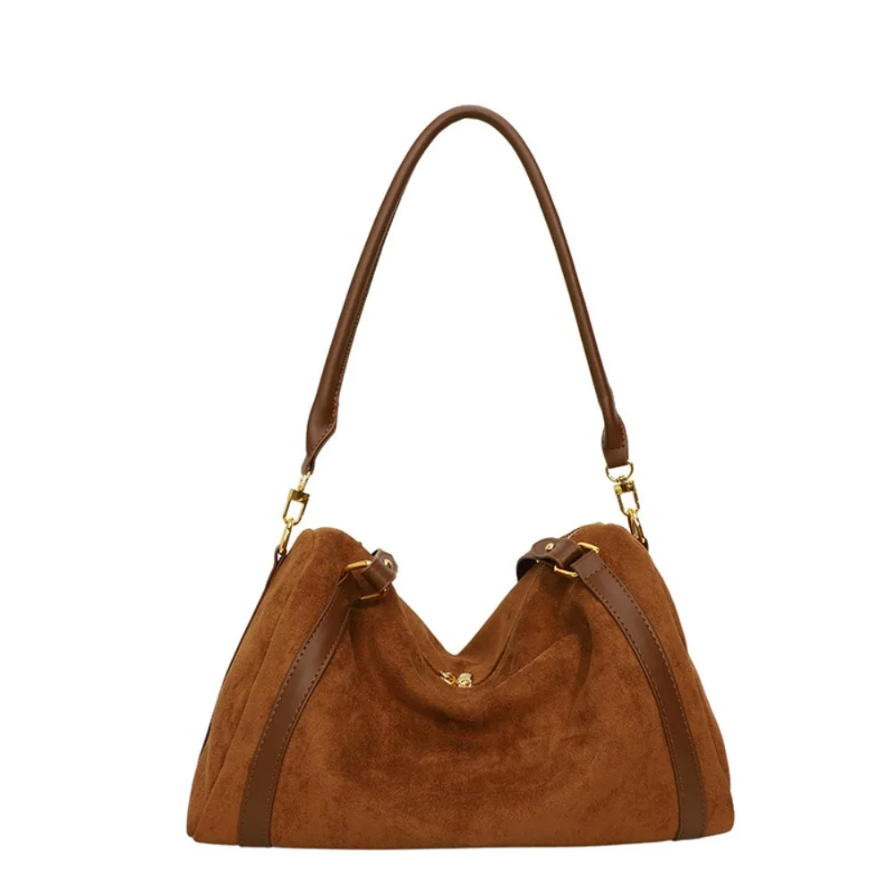 

Zipper Suede Matte Hobo Bag Handbag Large Capacity Vintage PU Crossbody Bag Solid Color Korean Style Female Tote Bag Students