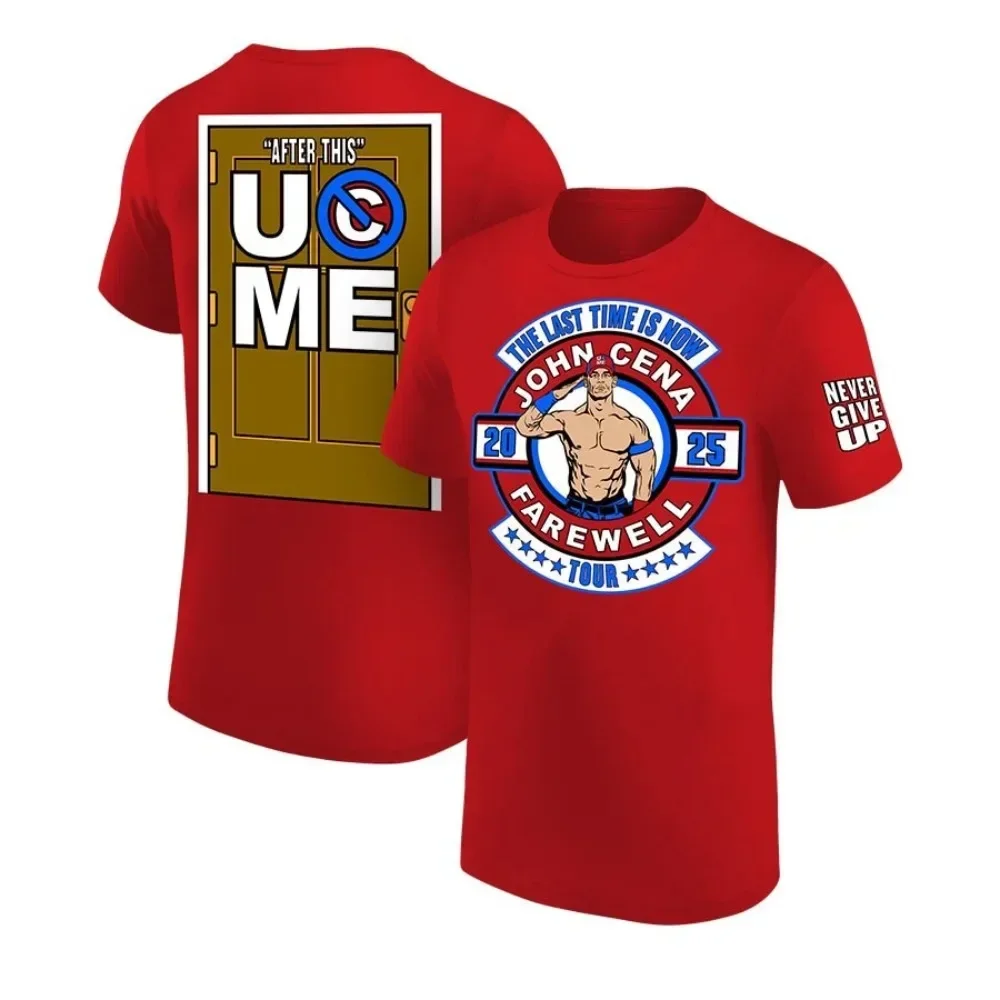 Camiseta azul marino John Cena ropa masculina del Tour de Glasgow 2025، manga corta de verano grande para deportes al aire libre