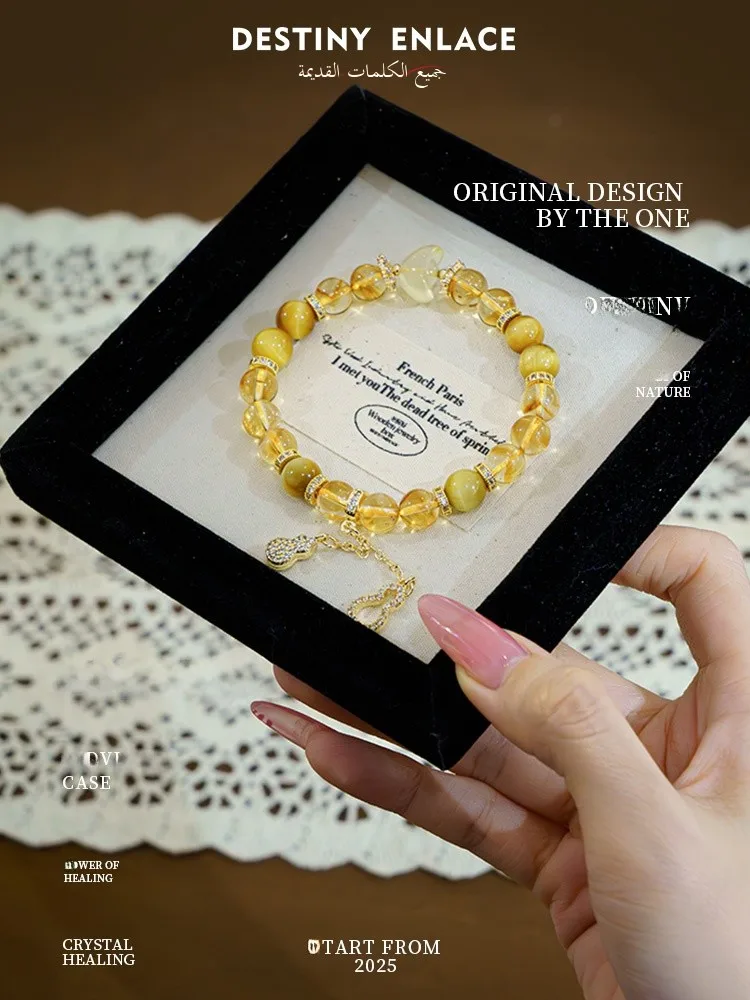 

l Желтый браслет с кристаллами для женщин, золотые волосы, кристаллы, подарок на день рождения, привлечение богатства, год змеи, счастья, тиг...