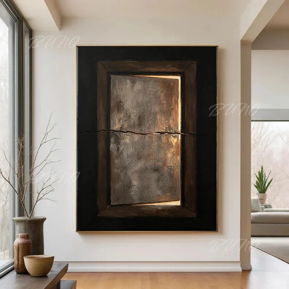 peinture-a-l'huile-abstraite-100-faite-a-la-main-originale-minimaliste-noire-moderne-sans-cadre-sur-toile-pour-decoration-murale-du-salon-et-de-la-chambre