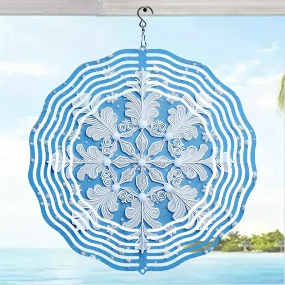 CIFBUY Metal Wind Chime Windmill Snowflake Pattern Garden Patio Hanging Decor Dynamic Sculpture Outdoor Yard Ornament