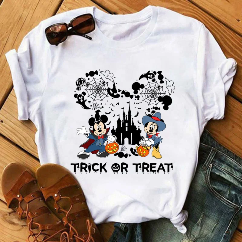 Happy Halloween Mickey Minnie & Friends Patches for Clothes Heat Transfer Stickers DIY Kids T shirt Iron on for Women Appliqued