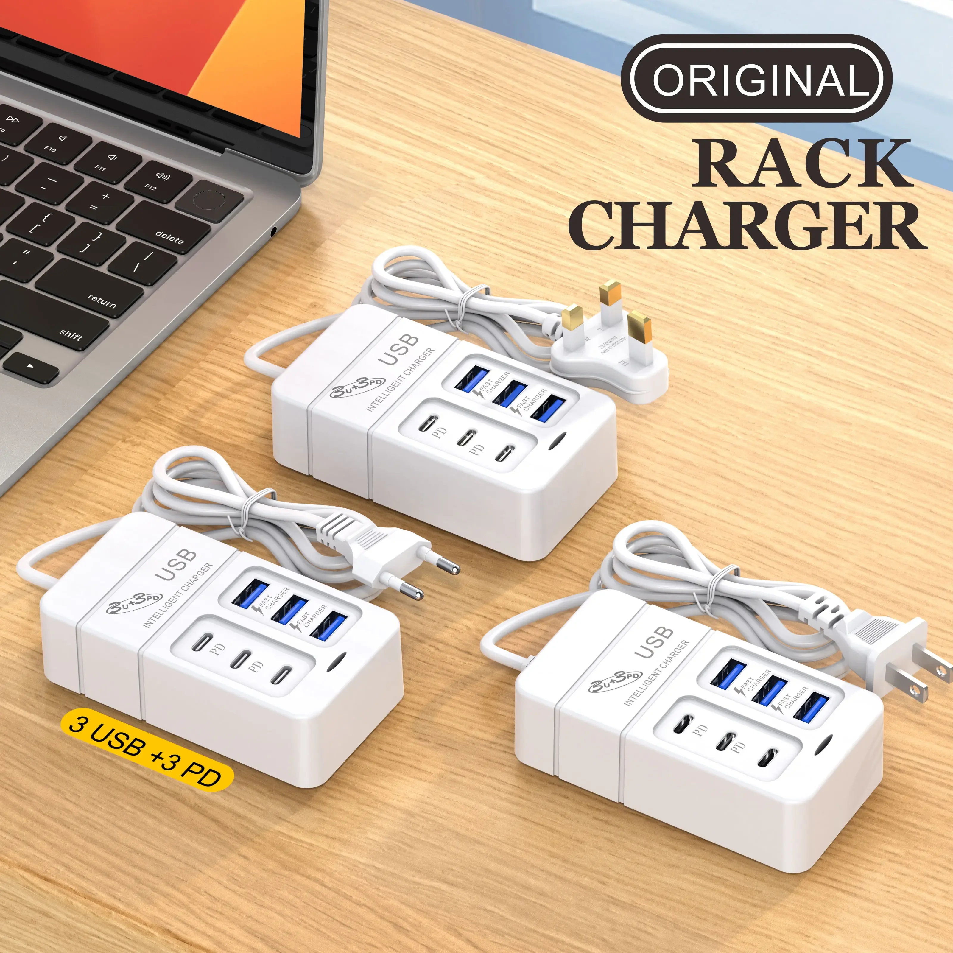 6 Ports Fast Charger Multiport USB Charger 35W PD Type C Quick Charge Wall Chargers USB Hub Adapter Mobile Phone EU US Plug