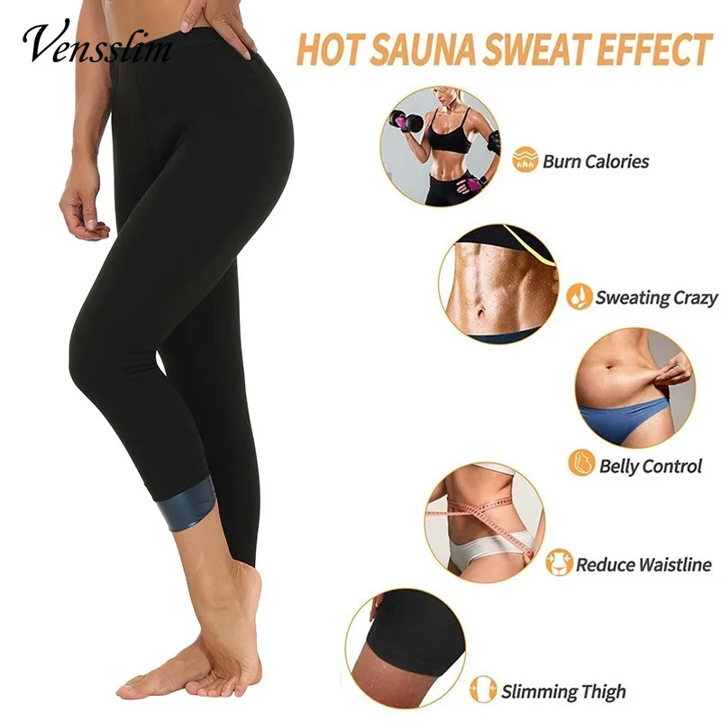 Vensslim Sweat Sauna Pants Body Shaper Weight Loss Slimming Shapewear Women Waist Trainer Tummy Hot Thermo Sweat Leggings Gym