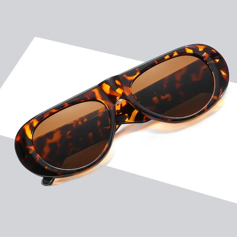 Retro Irregular Big Frame Women Sunglasses Luxury Brand Tea Color Square Frame Shades UV400 Cool Men One Piece Pilot Sun Glasses