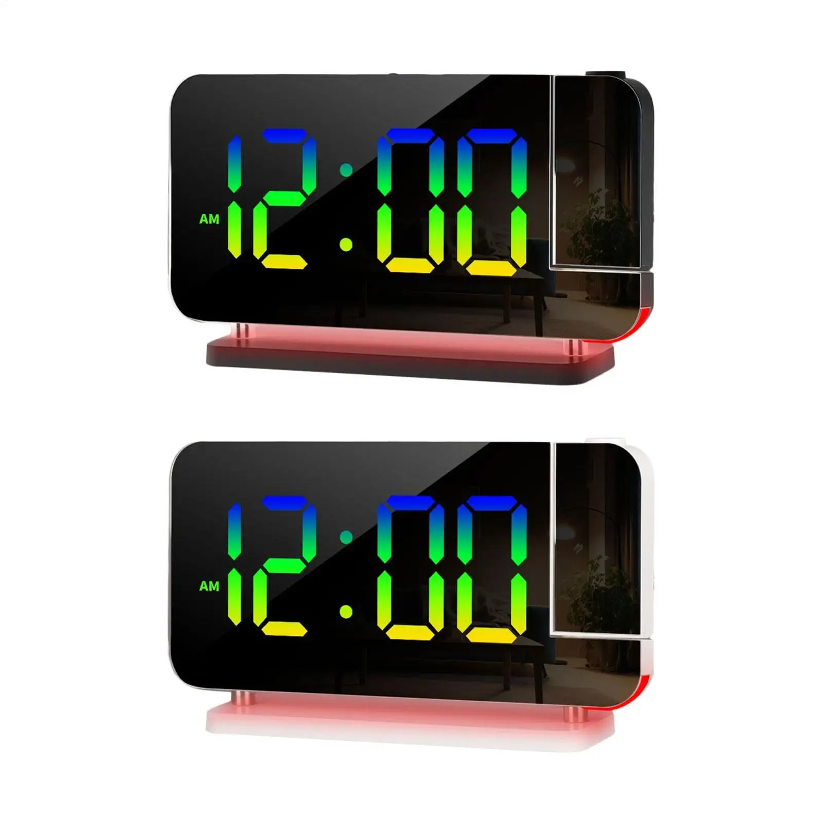 LED Projector Electronic Clock RGB Colorful Night Light Alarm Clock Digital Display Alarm Clock adjustable Brightness Clock