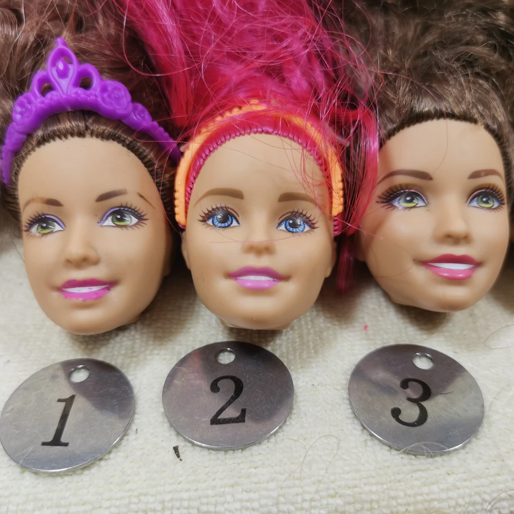 B20-2 Original Foreign Trade European Beauty1/6 OOAK NUDE Doll Head Mussed White Curly Hair for DIY Soft PVC Head  90%NEW B